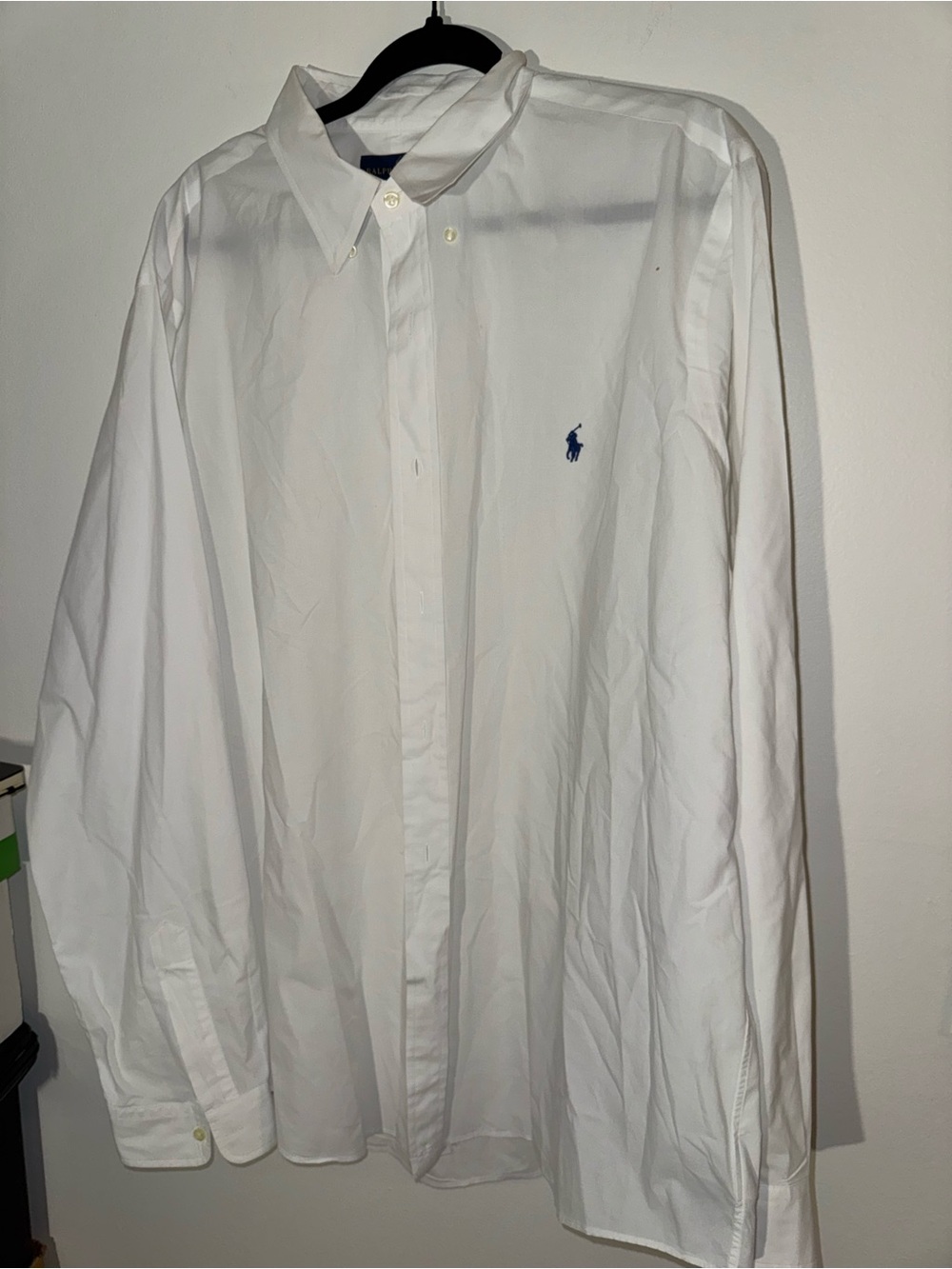 Ralph Lauren White Button-Down Dress Shirt with Blue Pony